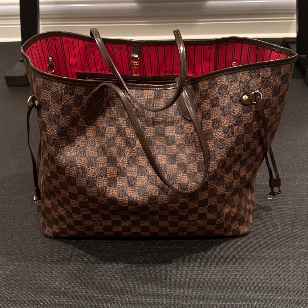 Louis Vuitton Red and Brown Checkered Tote